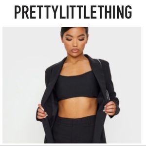 PRETTY LITTLE THING BLACK ZIP BACK CROP TOP NWT SIZE 2